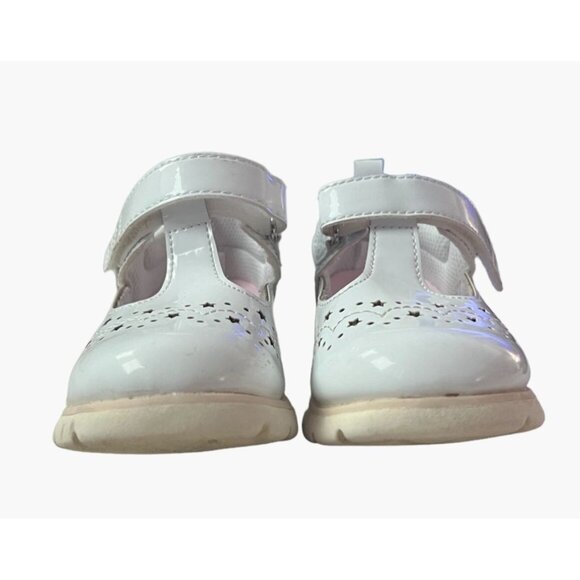 Stride Rite 360 Size 7 Girls Lacey Mary Jane White Patent Velcro Shoe 2 Sets ava - Picture 3 of 12
